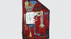 An image of the Jean-Michel Basquiat collage Red Man One that was previously sold at Sotheby's and is now being sold at a US Marshals Art Auction as part of several works that were forfeited or surrendered in connection to the 1Malaysia Development Berhad (1MDB) scandal.